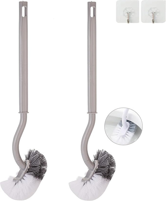 2 Pack Curved Toilet Bowl Brush Without Holder for Bathroom, Compact Toilet Brush Durable Under The Rim Household Deep Cleaning Brushes (Gray Toilet Brush Without Holder)