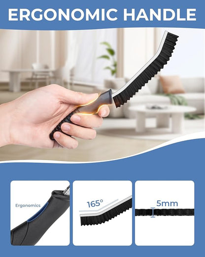 Crevice Cleaning Brushes, Cleaner Scrub Brush Tool for Hard to Reach Tight Space, Home Essentials, Serrated Scrub Brushes, Cleaning Supplies for Shower, Bathroom, Kitchen, Toilet (3, Black)