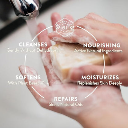 Crate 61 Organics, Handmade in Canada, Plant Based Cold Process Natural Bar Soap, With Premium Essential Oils, Pack of 6 (Dry Skin)