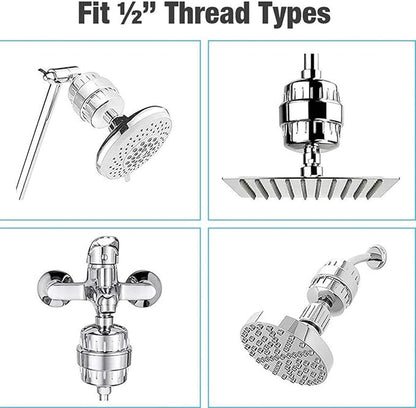 4 Pack 20 Stage Shower Filter Universal Replacement Cartridge Hard Water Purifier Removes Chlorine, Heavy Metals, Iron, Other Sediments, Water Softener with High Output