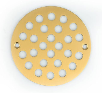 4 Inch Screw-in Round Shower Drain Cover Replacement Floor Drainer with Screws (Brushed Golden)