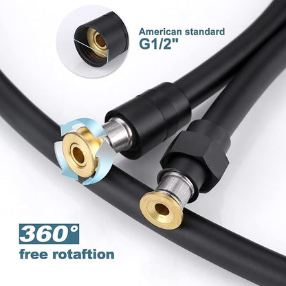 Aleasha Shower Hose, 79 Inches Extra Long Shower Head Hose Extension for Bathing Toilet Cleaning Dogs Bathroom Bathing Matte Black Handheld Shower Hose