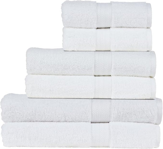 Christy Renaissance 6 Piece White Towel Set | 100% Egyptian Cotton | Luxury Bathroom Towels | Soft and Super Absorbent | 675 GSM | 2 Bath Sheet 2 Bath 2 Hand