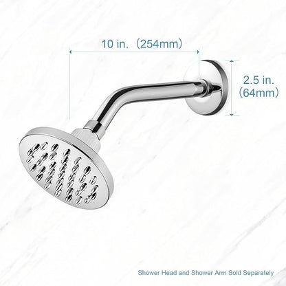 OFFO Shower Arm with Flange, 10 in Wall Mount Replacement Angle Shower Head Arm Wall-Mounted For Fixed Shower Head & Handheld Showerhead, Chrome