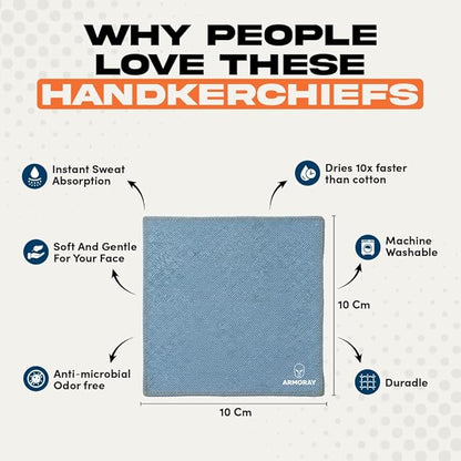 ARMORAY Sweat Absorbing Towel Handkerchief – Quick-Dry Microfiber Gym Towels for Face, Hands & Body – Workout Towel for Men, Sport Rag, Perfect for Tennis, Pickleball & Sauna Use by Women