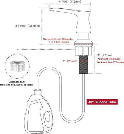 GAGALIFE Kitchen Sink Soap Dispenser Chrome, Under Sink Soap Dispenser with 40" Silicone Extension Tube Kit,Say Goodbye to Frequent Refills