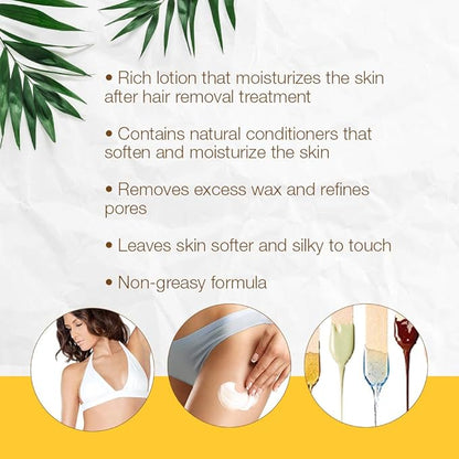 GiGi Post Waxing Lotion - Soothing After Wax Care Treatment, Moisturizing Post Epilation Care, Hydrating Skin Softener, 16 fl oz