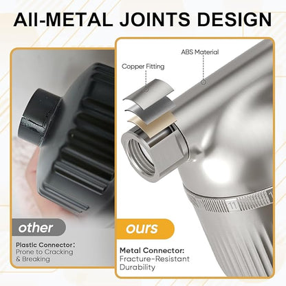 Cobbe Shower Filter | All-METAL Joint | 99% REMOVAL Shower Head Filter for Hard Water, Heavy Metals, Chlorine and Harmful Substance, Improve your skin and hair - Brushed Nickel