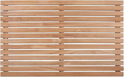 Nordic Style Premium Teak Shower + Bath Mat for Indoor + Outdoor Use | Non-Slip Wooden Platform for Spa, Sauna, Shower, Pool, Bath, Hot Tub | Flooring Decor and Protector