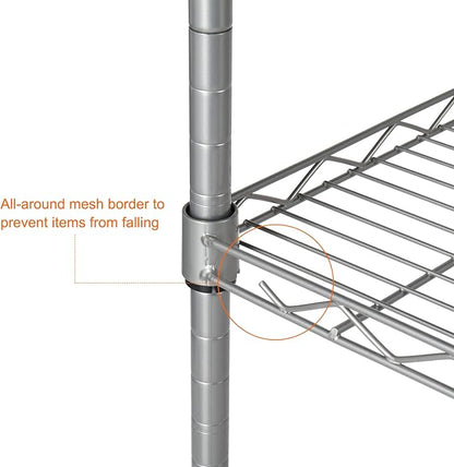 4 Tier Storage Racks Shelving, Heavy Steel Pantry Shelves, Adjustable Wire Shelving Rack, Suitable for Garage, Kitchen, Bathroom, Office, 20" W x 12" D x 32" H, Black