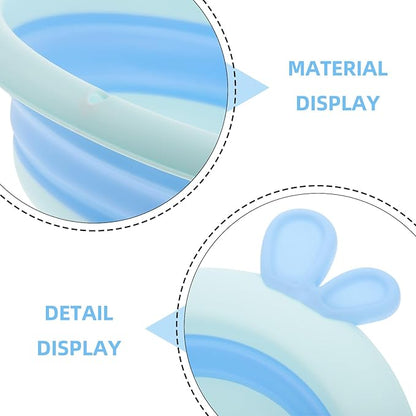 Collapsible Bath Tub and Foldable Sink Basin for Newborns, Blue Cartoon Dragon Design, Lightweight Plastic Wash Basin for Bottles and Outdoor Camping