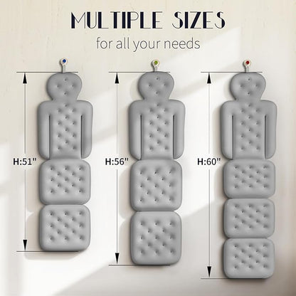 Full Body Bath Pillow for Bathtub, Thick Bathtub Cushion with Laundry Bag, Luxury Tub Pillow for Bath for Headrest Neck and Back Support Gray 51" x 16"