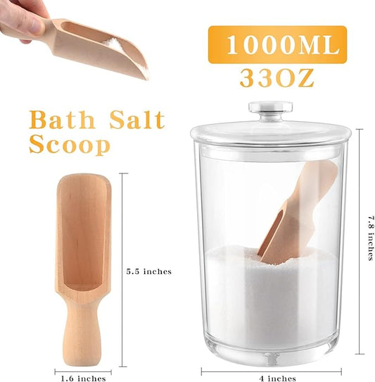 1000ML/33OZ Acrylic Bath Salt jar With Scoop Bath Salt Containers with Lids and Scoop Bath Salt Big Jar for Salt Candy Tea