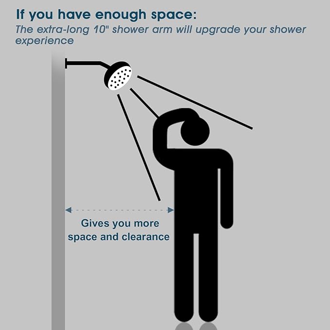 BRIGHT SHOWERS Shower Arm with Flange 10 Inches Solid Brass Shower Head Extension Arm, Wall Mounted Shower Pipe Arm for Rainfall Shower Head and Handheld Showerhead, Oil-Rubbed Bronze