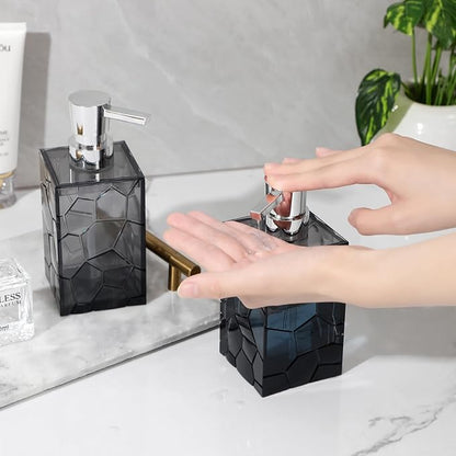 Hand Soap Dispenser, Clear Acrylic Plastic Liquid Pump Bottles Refillable Lotion Dispenser for Bathroom Decor Kitchen College Dorm, Grey