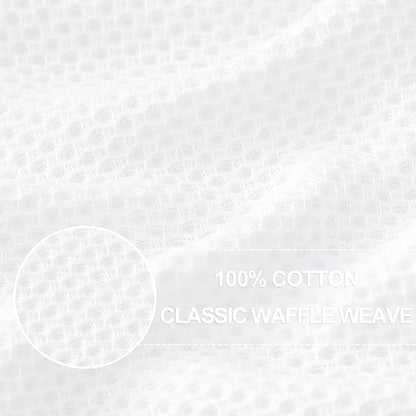 Homaxy 100% Cotton Waffle Weave Kitchen Dish Towels, Ultra Soft Absorbent Quick Drying Cleaning Towel, 13 x 28 Inches, 8-Pack, White