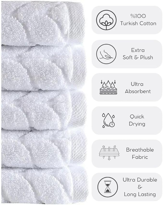 BAGNO MILANO Turkish Bath Towels, Soft Plush Jacquard Luxury Bath Towels, Quick Dry Towel Set (Lavender, 3 pcs Towel Set)