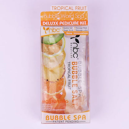 Pedicure Kit Foot Soak Set: Bubble Salt, Sugar Scrub, Massage Mask, Massage Lotion in a Box, 4 Step Foot Spa Kit for Dry Feet,Tired Feet （1 Set Mango)