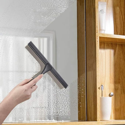 HIWARE All-Purpose Shower Squeegee for Shower Doors, Bathroom, Window and Car Glass - Black, Stainless Steel, 12 Inches