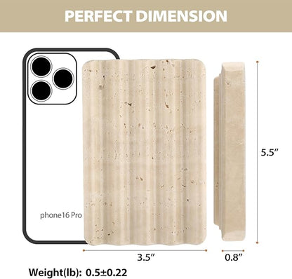 Koville Natural Travertine Soap Dish for Bathroom Shower, Marble Soap Tray Travertine Dish for Bathroom, Stone Soap Tray for Sink, Stripe Grooves Soap Saver Keep Soap Bars Dry Easy Clean