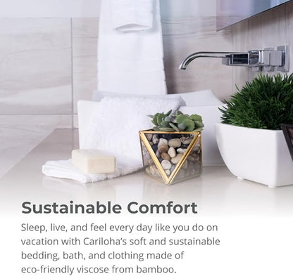 Cariloha Hand Towel | White | 16"x24" | Turkish Cotton & Viscose Material Blend | Extra Smooth, Odor Resistant and Highly Absorbent