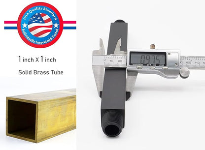 Aquaiaw Shower Arm and Anti-Scratch O-Ring Flange, Solid Brass, Both Soldered 1/2 NPT Tapered Threads, 12 inch Ceiling Mount Straight Rainfall Shower Head Arm Extension (Matte Black, Square)