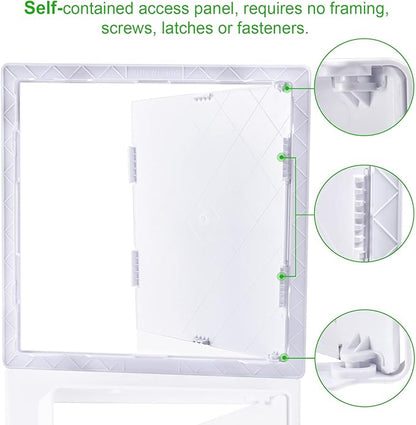 Plumbing Access Panel for Drywall 16 x 16 Inch Plastic Access Door Removable Wall Access Panel Ceiling Reinforced Hinged Durable White