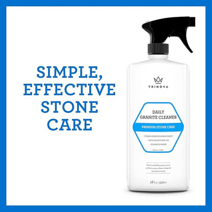 TriNova Granite Cleaner & Polish for Daily Use - Made in USA, Enhances Shine, Streak-Less - for Counter-Tops, Marble, Stone, Bathroom Tile Kitchen, & Islands - 18 fl oz