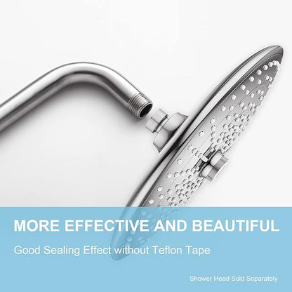 OFFO Shower Arm with Flange, 16 in Brushed Nickel Wall Mount Replacement Angle Shower Head Arm Wall-Mounted For Fixed Shower Head & Handheld Showerhead