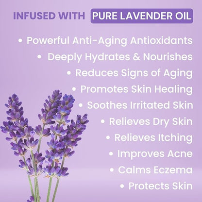 Natural Escapes Lavender Body Lotion for Dry Sensitive Skin, Eczema Relief Moisturizer with Aloe Vera, Olive Oil, Ceramides, Vitamin B5 and E, Hand and Body Cream for Women and Men, 8oz
