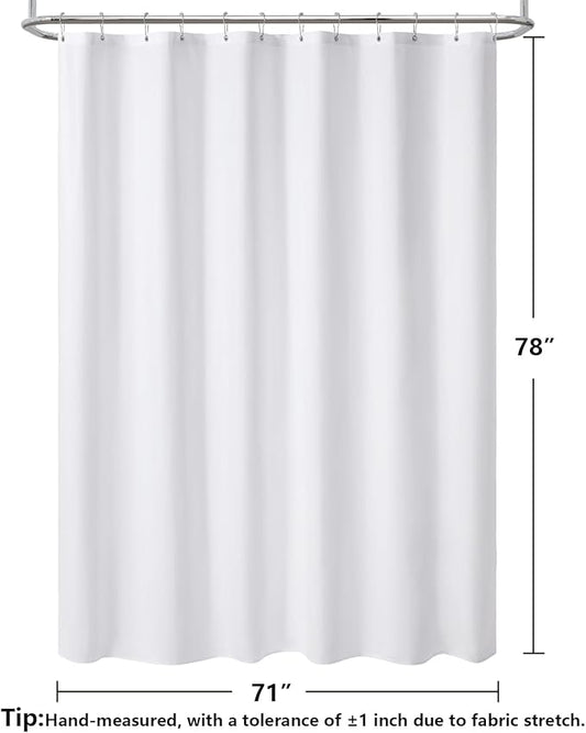 120GSM Ultimate Waterproof Fabric Shower Curtain Liner - TPU Lamination Technology with 3 Magnets,Machine Washable,71x78 Inch Soft Cloth Shower Curtain or Shower Liner,for Bathroom(White)