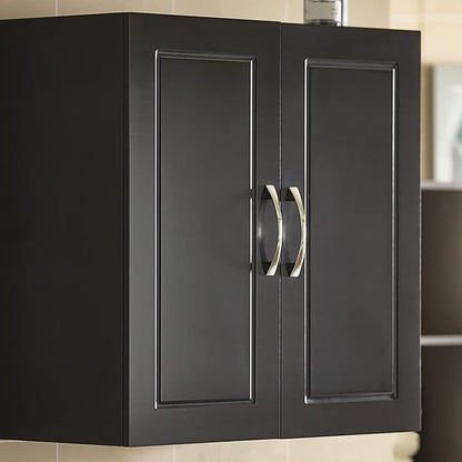 Haotian Wall Cabinet Laundry Room, Floating Storage Cabinet with Adjustable Shelf, Medicine Cabinet for Bathroom Kitchen Garage Hallway Entryway, Black FRG231-SCH