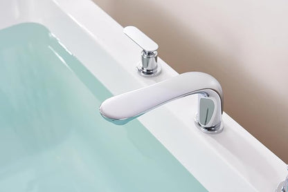 SITGES Classic Bathtub Faucet,2-Handle Chrome Tub Filler,3-Hole Widespread Roman Tub Faucet,High Flow Deck Mount Bath Tub Faucet with Valve Included