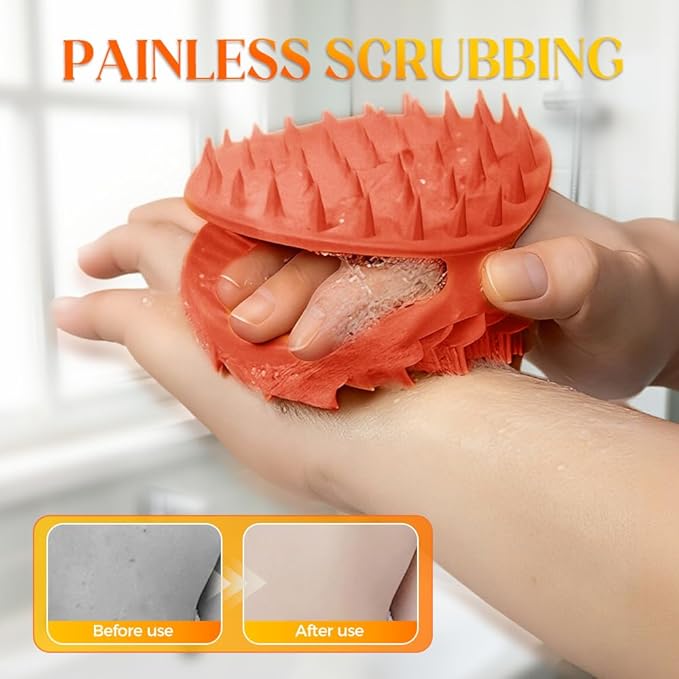 2 in 1 Silicone Body Scrubber & Scalp Scrubber, 2026 Upgrade Handheld Shower Scrubber for Body and Head, Cleansing Skin Brush Gentle Exfoliating and Stress Relax Hair Growth (Purple & Red)