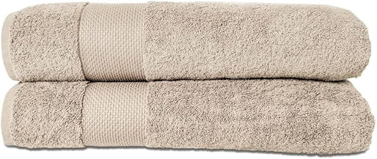 Hencely Bath Sheet Set of 2 - (35x64 Inches) - Luxury Extra Large Oversized Towels, 100% Cotton - Quick Dry, Highly Absorbent, Super Soft - Ideal for Spa, Hotel, Bathroom - (Bath Sheets 2 Pack, Beige)