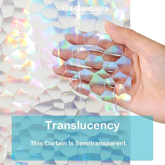 Holographic Thin 3D EVA Shower Curtain Liner Water Cube, 72x72 Premium Light Weight Clear Plastic Bathroom Shower Curtain with Rustproof Metal Grommets for Shower Stall, Bathtubs(No Hooks)