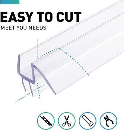 Shower Door Bottom Seal, 2 PCS 5/16" x 36" Shower Door Sweep for 5/16 Inch Glass, Frameless Glass Door Seal Strip,Stop Shower Leaks and Create a Water Barrier
