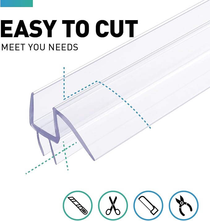 Shower Door Bottom Seal, 4 PCS 3/8" x 36" Shower Door Sweep for 3/8 Inch Glass, Frameless Glass Shower Door Seal Strip, Stop Shower Leaks and Create a Water Barrier