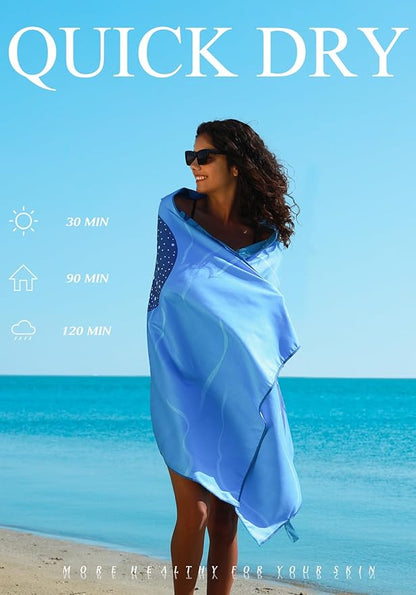 4 Pack Microfiber Lightweight Thin Beach Towel Sand Free Quick Dry Super Absorbent Large Towels for Swimming Pool Yoga Gym Travel Vacation Beach Accessories Essentials for Adults