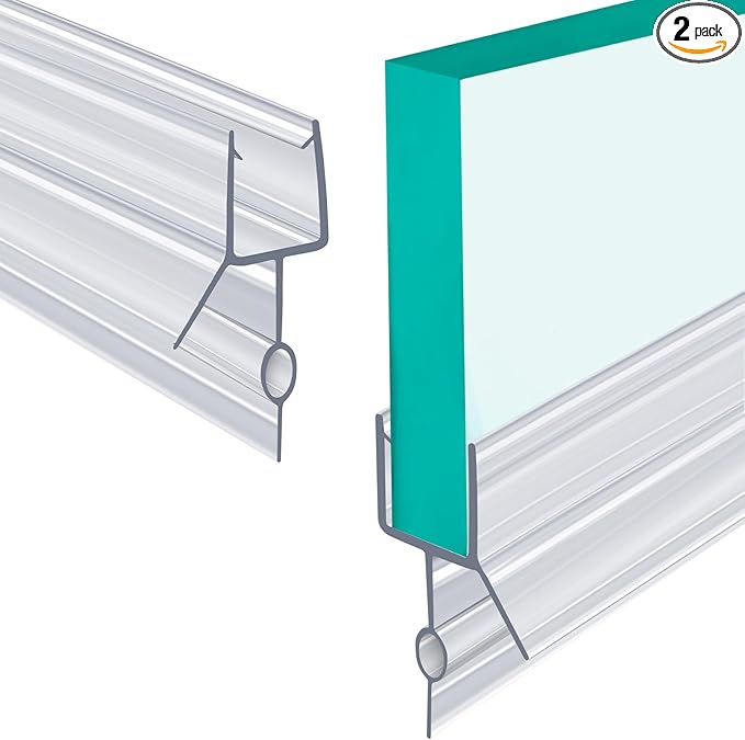 POZIA Clear Frameless Glass Shower Door Bottom Seal | Shower Door Sweep for Leak-Proof, Quick Installation to Create Reliable Water Barrier (2PACK-1/4in-22mm Gap)