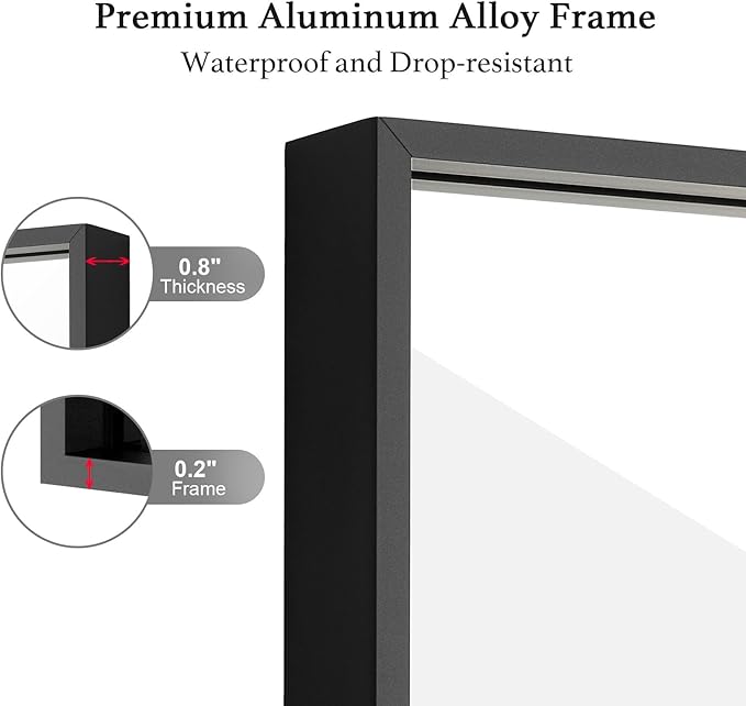 24x36 Inch Black Bathroom Mirror, Copper-Free Mirror, Aluminum Alloy Frame Vanity Mirror, Rectangle Wall Mounted Mirror, Modern Mirror for Bedroom/Living Room/Porch Horizontal or Vertical