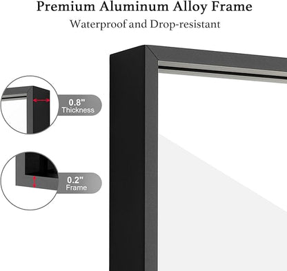 24x36 Inch Black Bathroom Mirror, Copper-Free Mirror, Aluminum Alloy Frame Vanity Mirror, Rectangle Wall Mounted Mirror, Modern Mirror for Bedroom/Living Room/Porch Horizontal or Vertical