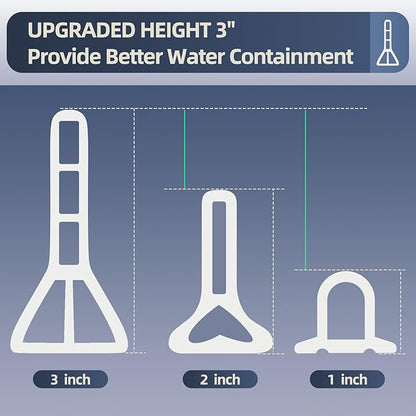 (Upgraded)3” High Shower Threshold Water Dam 39 Inch Collapsible Shower Barrier Water Stopper Shower Water Guard Dry and Wet Separation for Bathroom Kitchen and More(3.3ft)