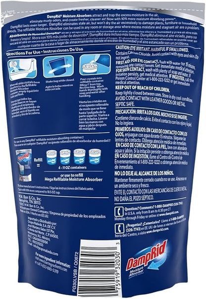 Damp Rid Refillable Moisture Absorber, Includes Single Damp Rid Pure Linen 11oz. Cup & 44oz. Refill Bag - Moisture Absorbers for Closet, 10% More Absorbing Power*, Cleaner Air - ILIOS Packaging.