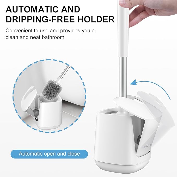 SetSail Toilet Brush 4 Pack Toilet Bowl Brush and Holder Toilet Cleaner Brush with Nylon Bristles Ventilated Toilet Brushes for Bathroom with Holder for Toilet Scrubber Cleaning, Pure White