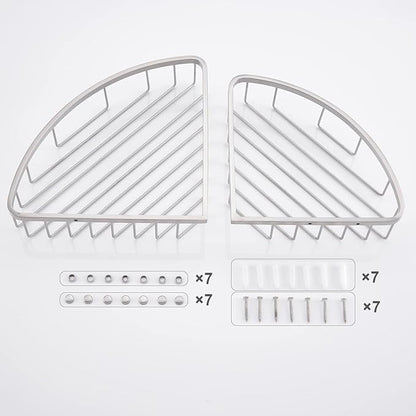 Corner Shower Caddy Organizer, SUS304 Stainless Steel Heavy Duty Rust-Proof Shelf Shampoo Holder, Wall Mounted Storage Rack for Bathroom Kitchen, 2 Packs Brushed Nickel