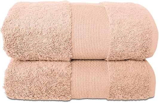 Hencely Luxury Hand Towel - Set of 2 (16x28 Inches) - Soft Turkish Cotton, Absorbent, Quick-Drying Face, Body, Kitchen, and Bathroom Towel (Hand Towels 2 Pack, Peach)