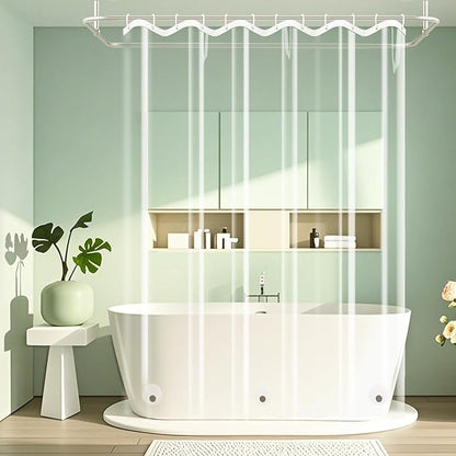 Bathroom Clear Shower Curtain Inner Liner with 3 Large Magnets, 72 x 84 inch Extra Long PEVA 8G Weighted Shower Liner Bpa-Free, Waterproof 84'' Tall Plastic Shower Curtain Transparent