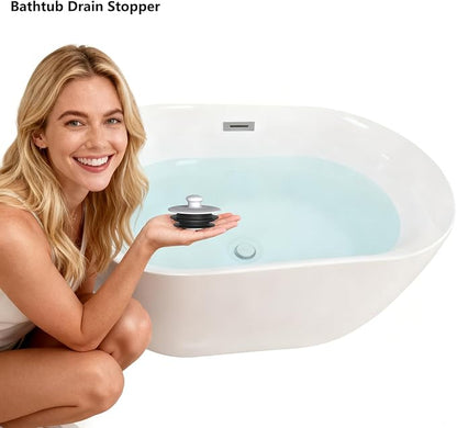 Bathtub Drain Stopper,Bathroom Sink Stopper，Drain Stopper, Sink Plug, Drain Plug, Silicone Stopper(1, Small+Large-Black)(Patented Design)