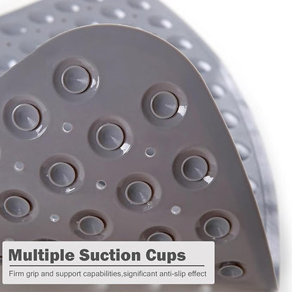 Mrcrypos Corner Shower Mats 27.5 x 27.5 Inches Bath Mat with Suction Cups and Drain Holes, Quick Dry Anti Slip Bathmat Machine Washable Shower Stall Mats for Bathroom, Gray
